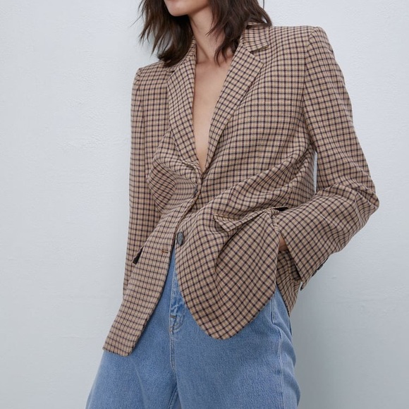 zara oversized plaid blazer